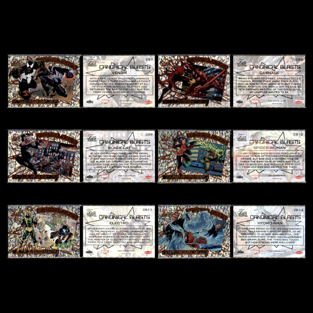 2023 UD Fleer Marvel Flair CANONICAL BLASTS 100 Card Complete Set Deadpool Venom