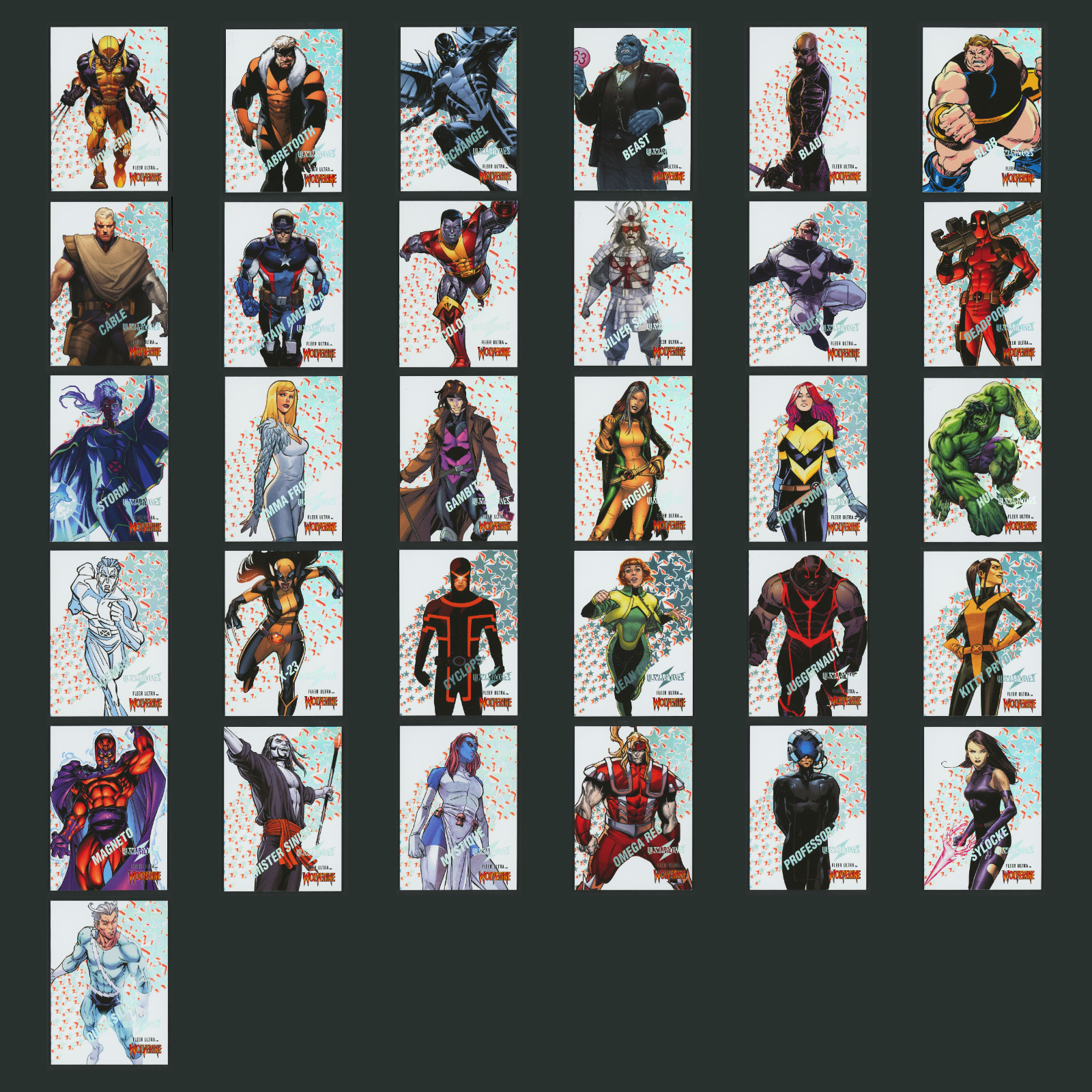 2022 Fleer Ultra Wolverine Ultrabilities Complete Set 31 Cards Deadpool X23 Hulk