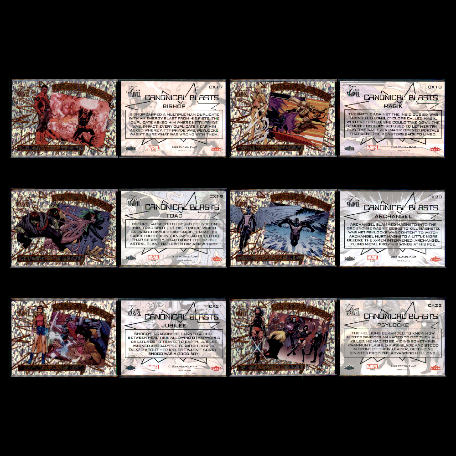 2023 UD Fleer Marvel Flair CANONICAL BLASTS 100 Card Complete Set Deadpool Venom