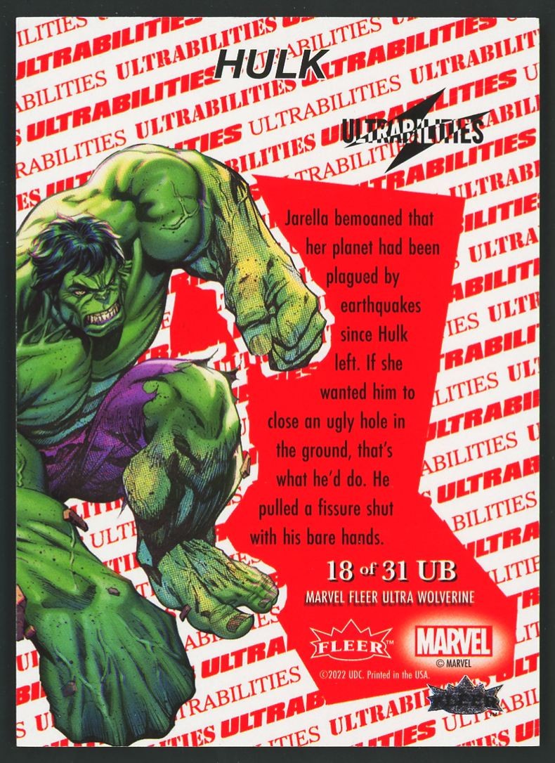 2022 Fleer Ultra Wolverine Ultrabilities Complete Set 31 Cards Deadpool X23 Hulk