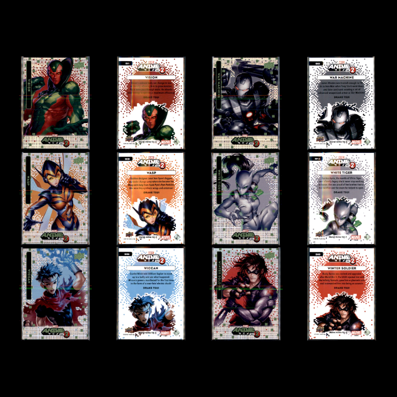 Upper Deck Marvel Anime Vol 2 Thatched Foil Set 100 Cards Spiderman Wolverine NM