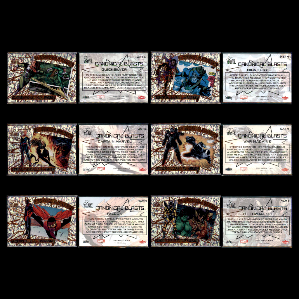 2023 UD Fleer Marvel Flair CANONICAL BLASTS 100 Card Complete Set Deadpool Venom