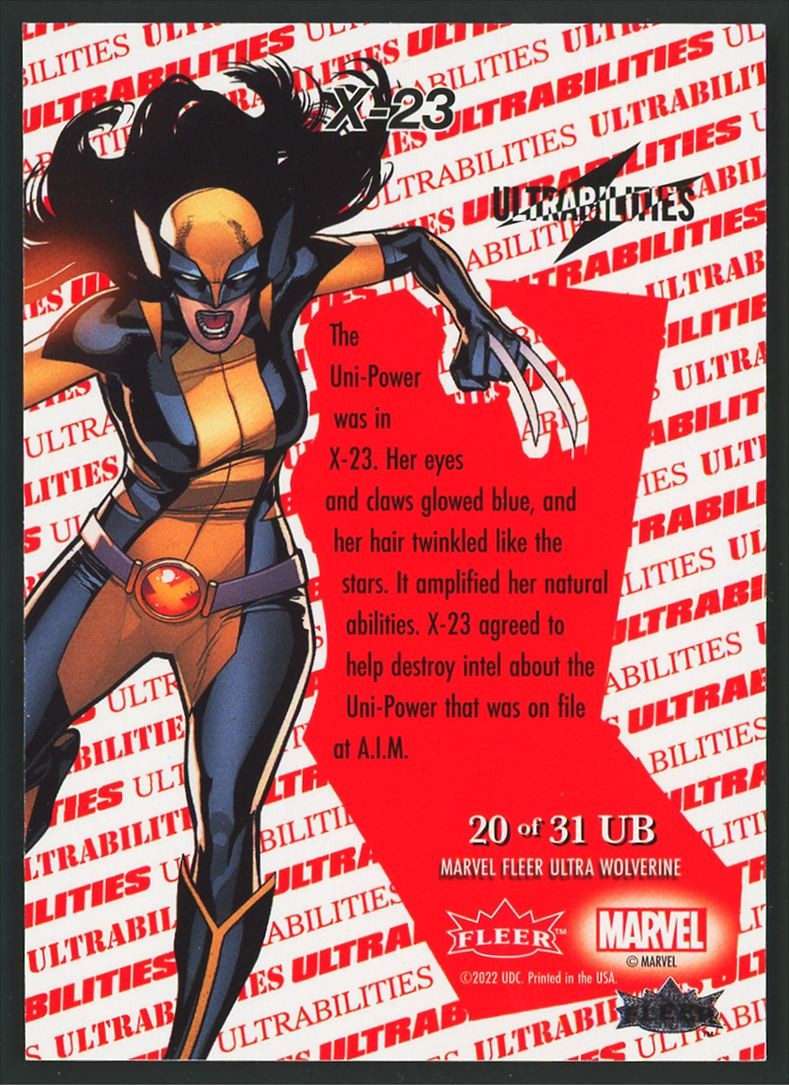 2022 Fleer Ultra Wolverine Ultrabilities Complete Set 31 Cards Deadpool X23 Hulk