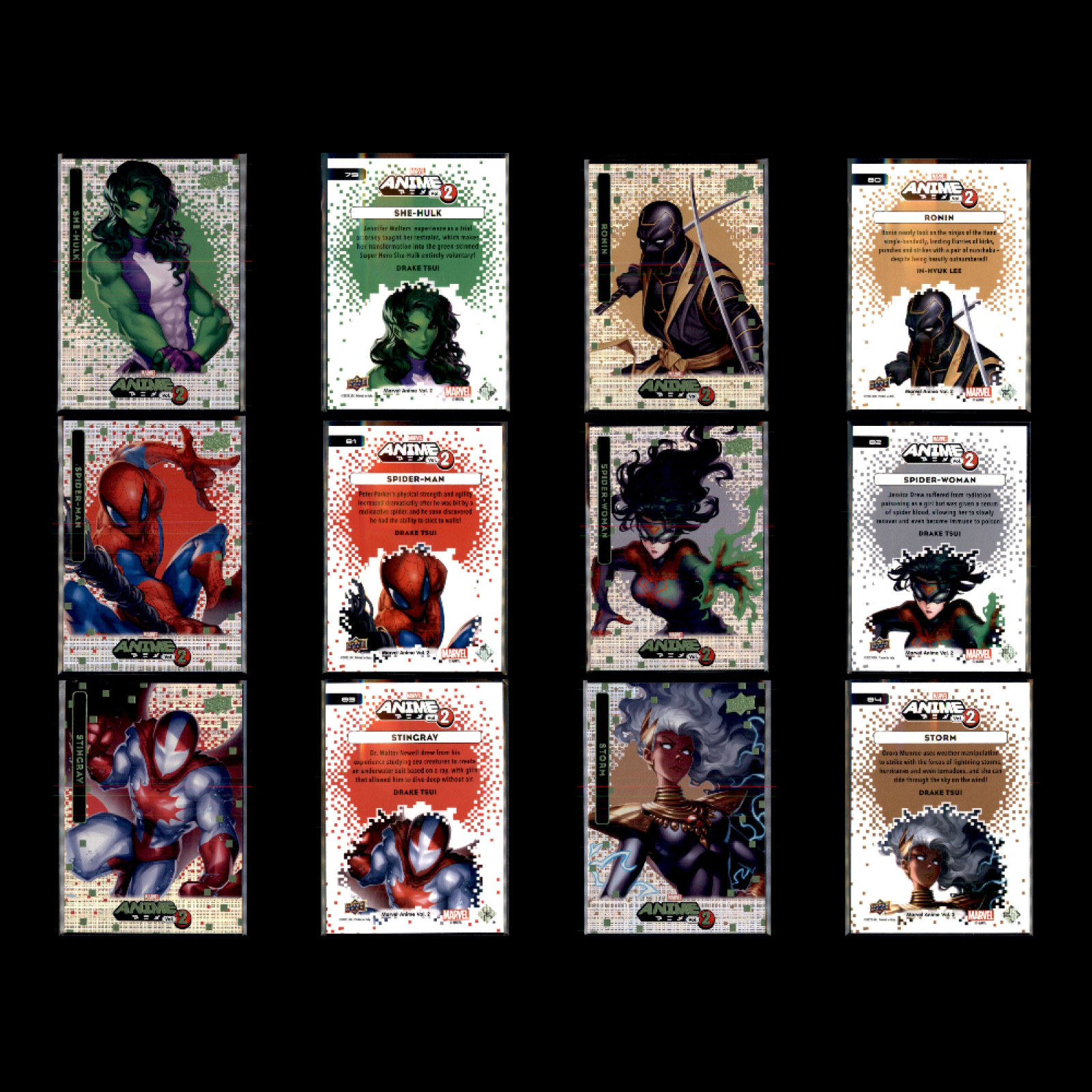 Upper Deck Marvel Anime Vol 2 Thatched Foil Set 100 Cards Spiderman Wolverine NM