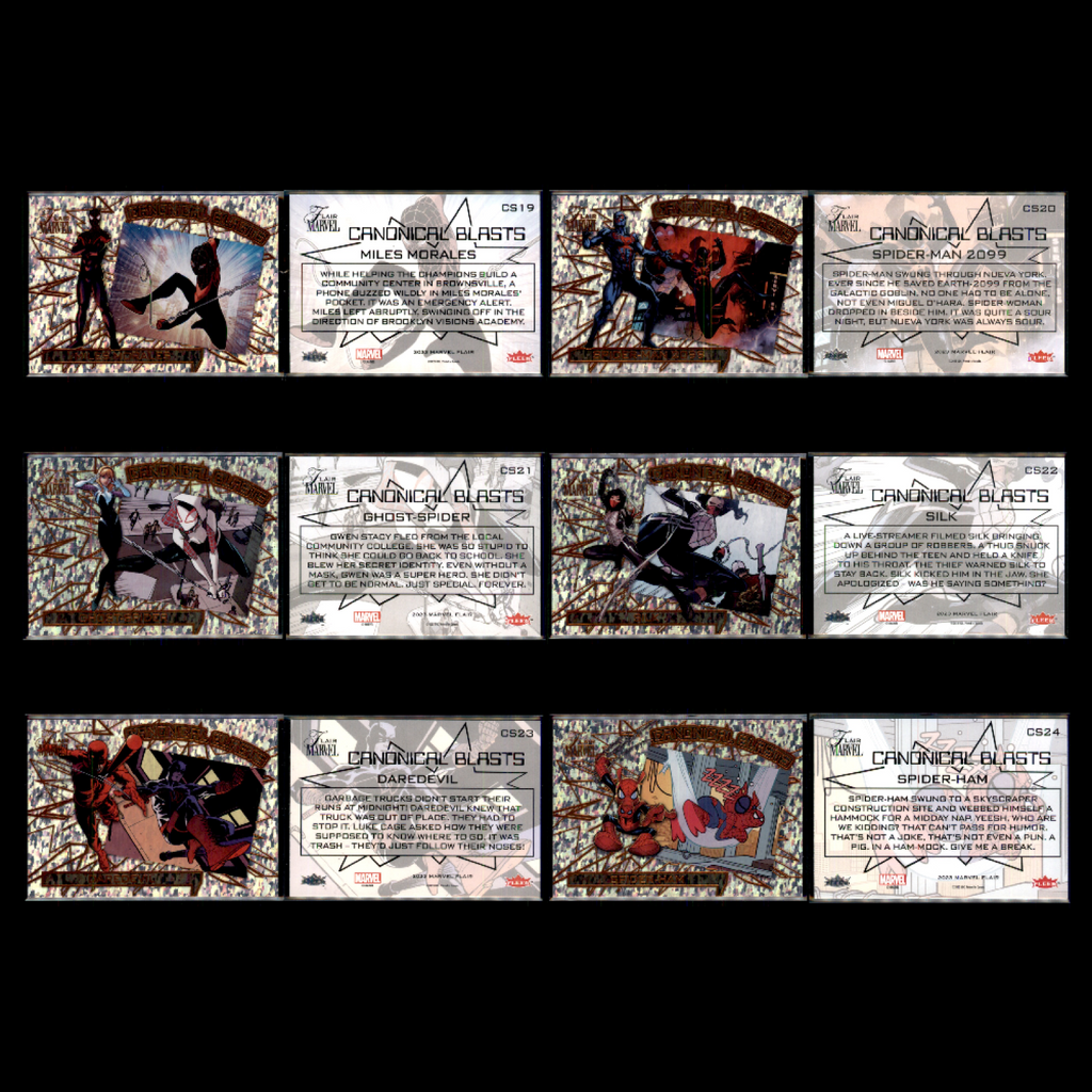 2023 UD Fleer Marvel Flair CANONICAL BLASTS 100 Card Complete Set Deadpool Venom