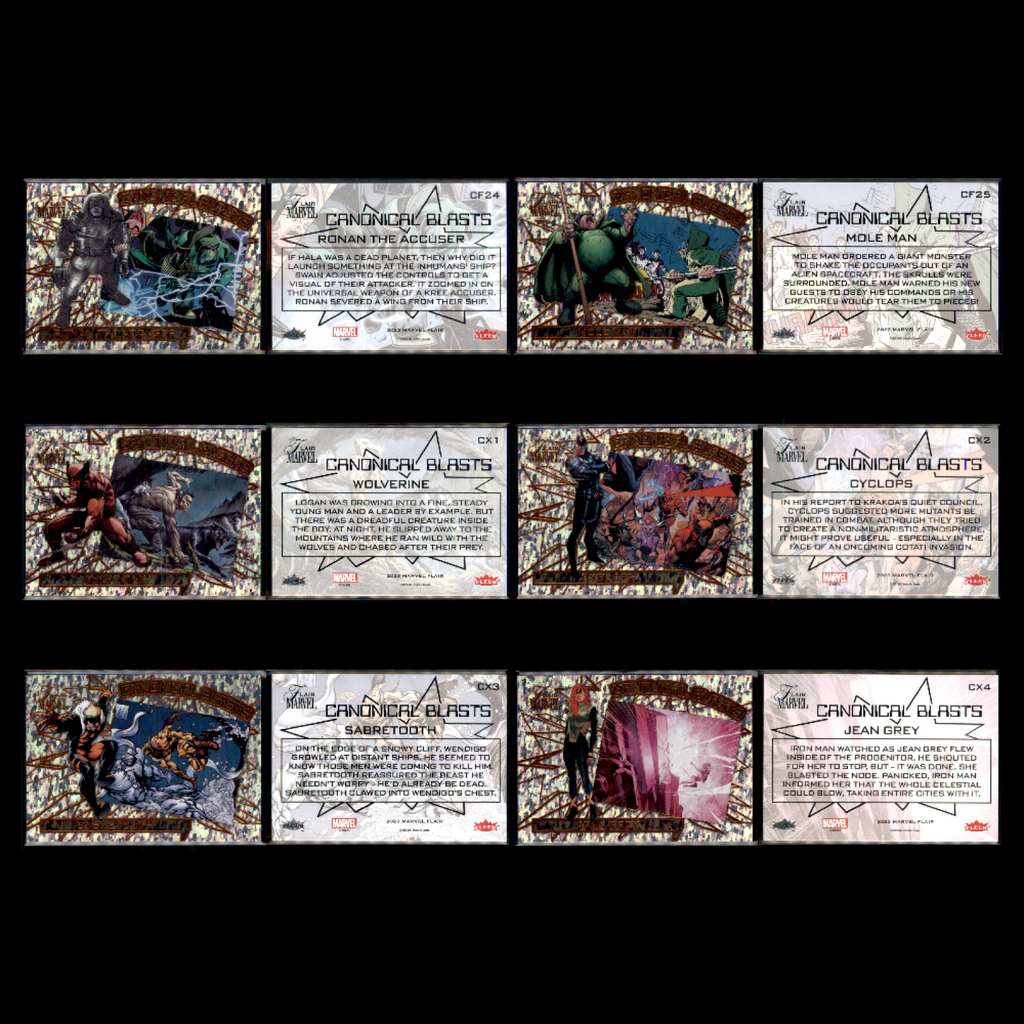 2023 UD Fleer Marvel Flair CANONICAL BLASTS 100 Card Complete Set Deadpool Venom