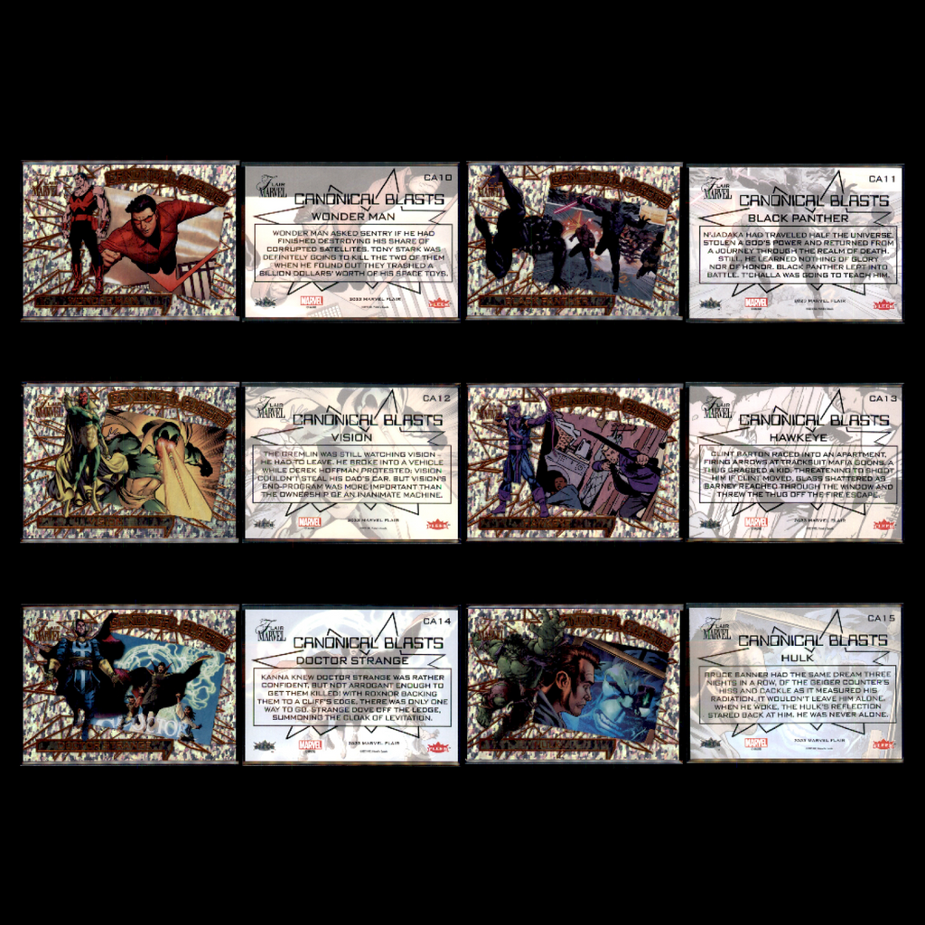 2023 UD Fleer Marvel Flair CANONICAL BLASTS 100 Card Complete Set Deadpool Venom