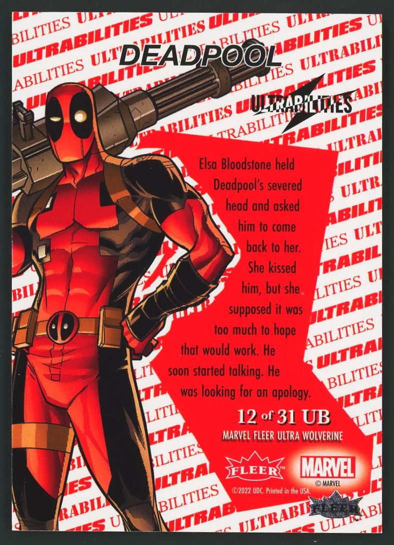 2022 Fleer Ultra Wolverine Ultrabilities Complete Set 31 Cards Deadpool X23 Hulk