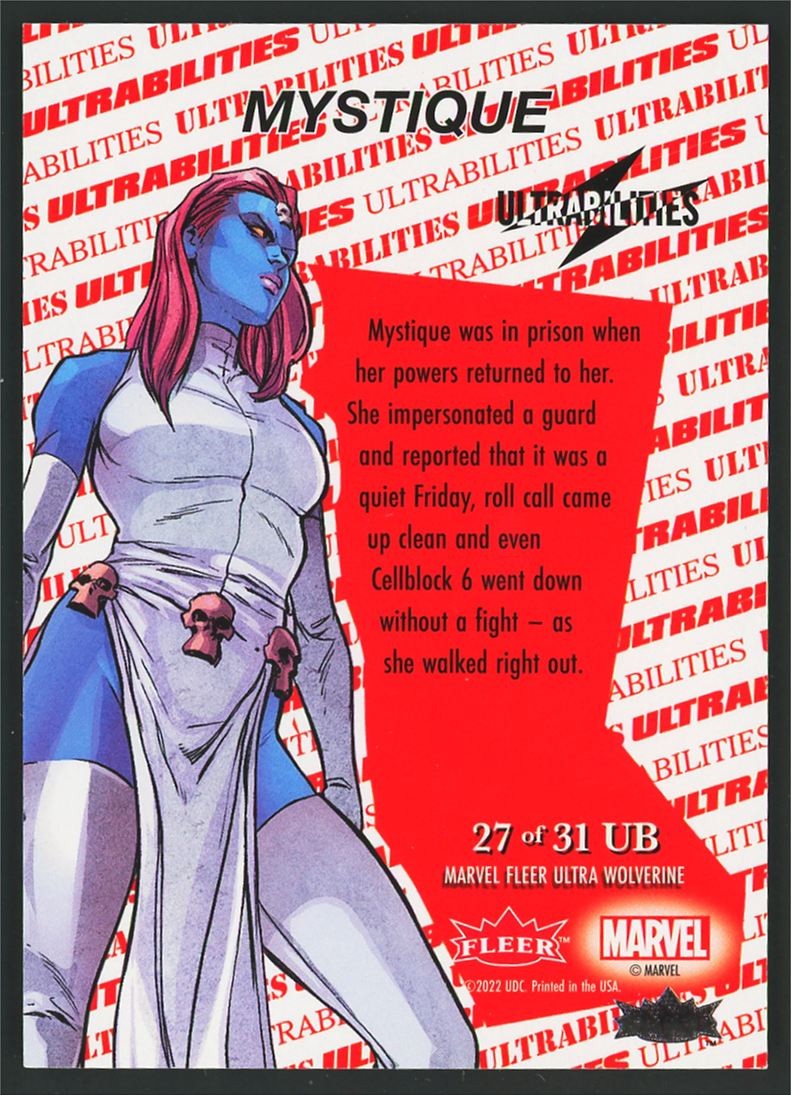 2022 Fleer Ultra Wolverine Ultrabilities Complete Set 31 Cards Deadpool X23 Hulk