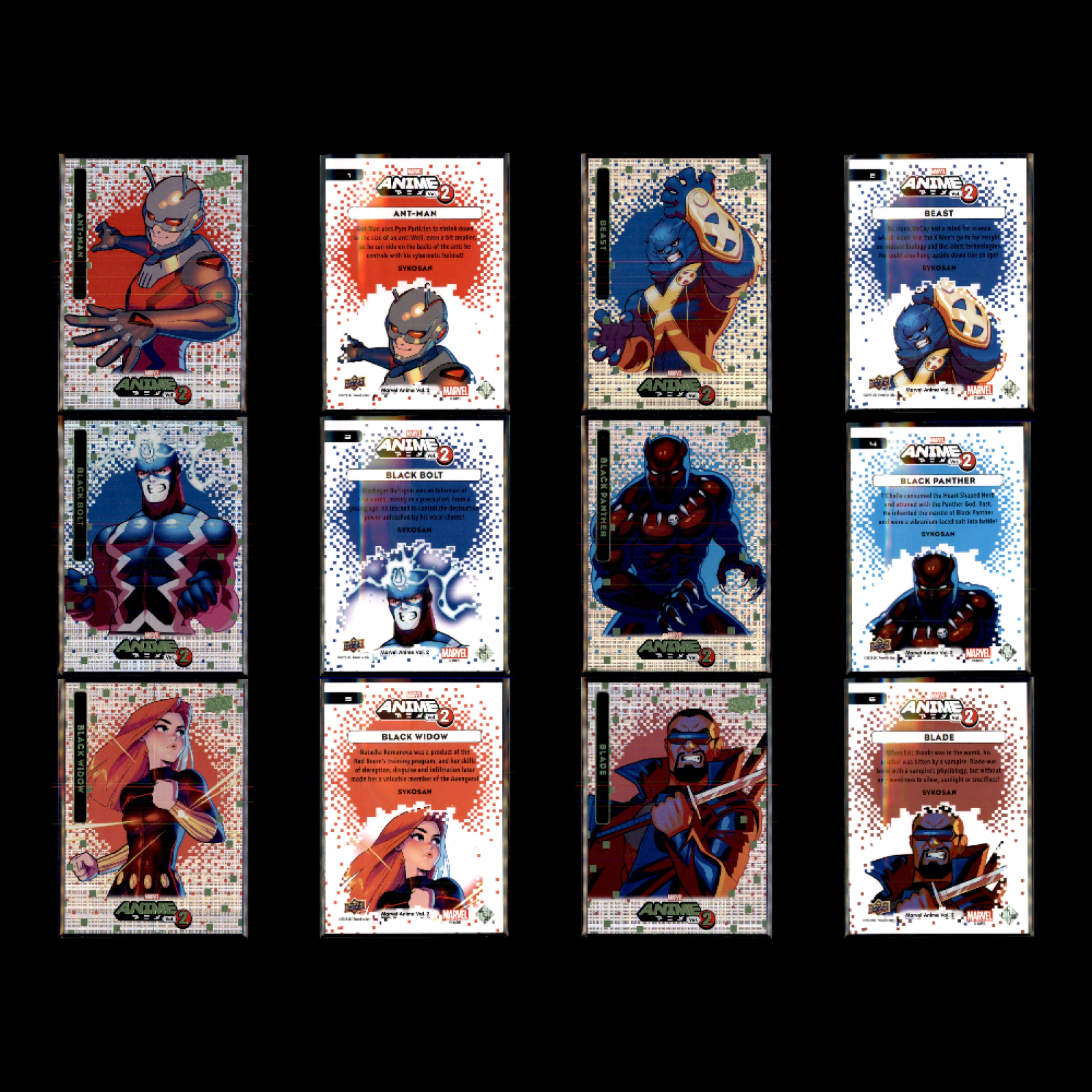 Upper Deck Marvel Anime Vol 2 Thatched Foil Set 100 Cards Spiderman Wolverine NM