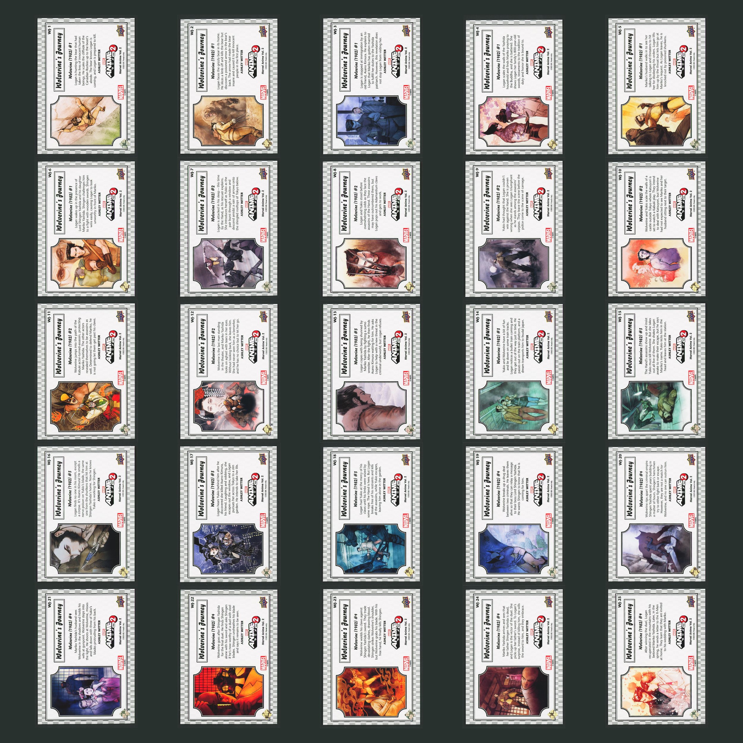 2023 Upper Deck Marvel Anime Vol. 2 Wolverine's Journey Complete Set 25 Cards