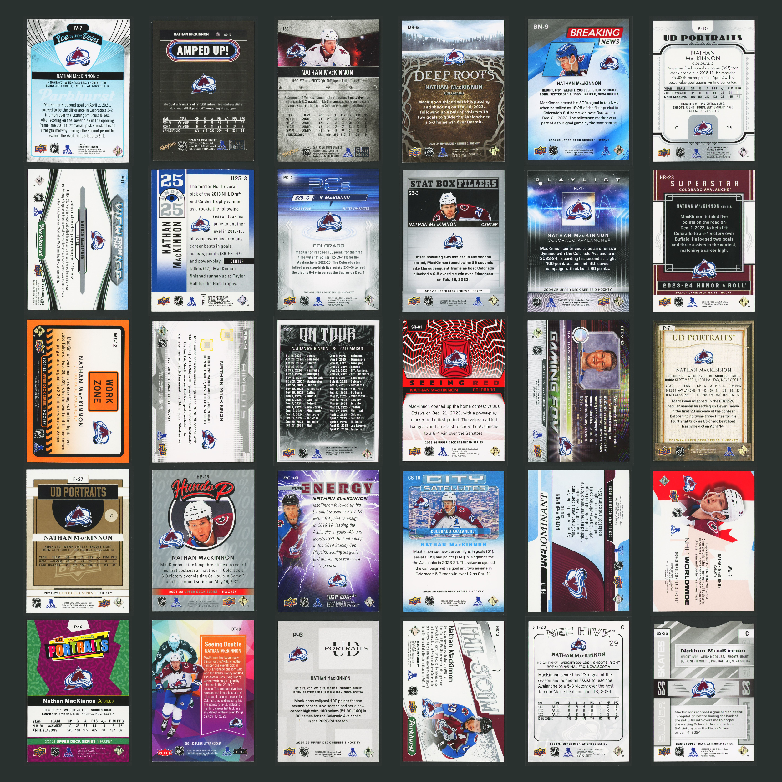 Nathan MacKinnon Lot 30 Hockey Cards No Dupes Inserts Parallels Rookies Colorado