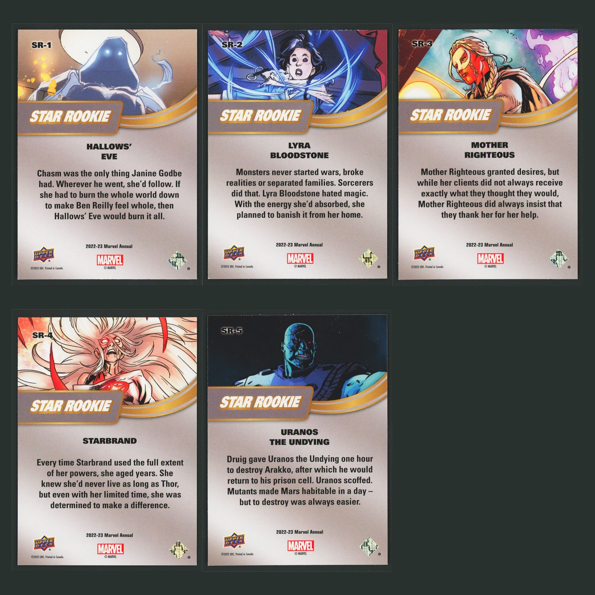 2022-23 Upper Deck Marvel Annual Star Rookies Complete Set Insert Hallows Eve