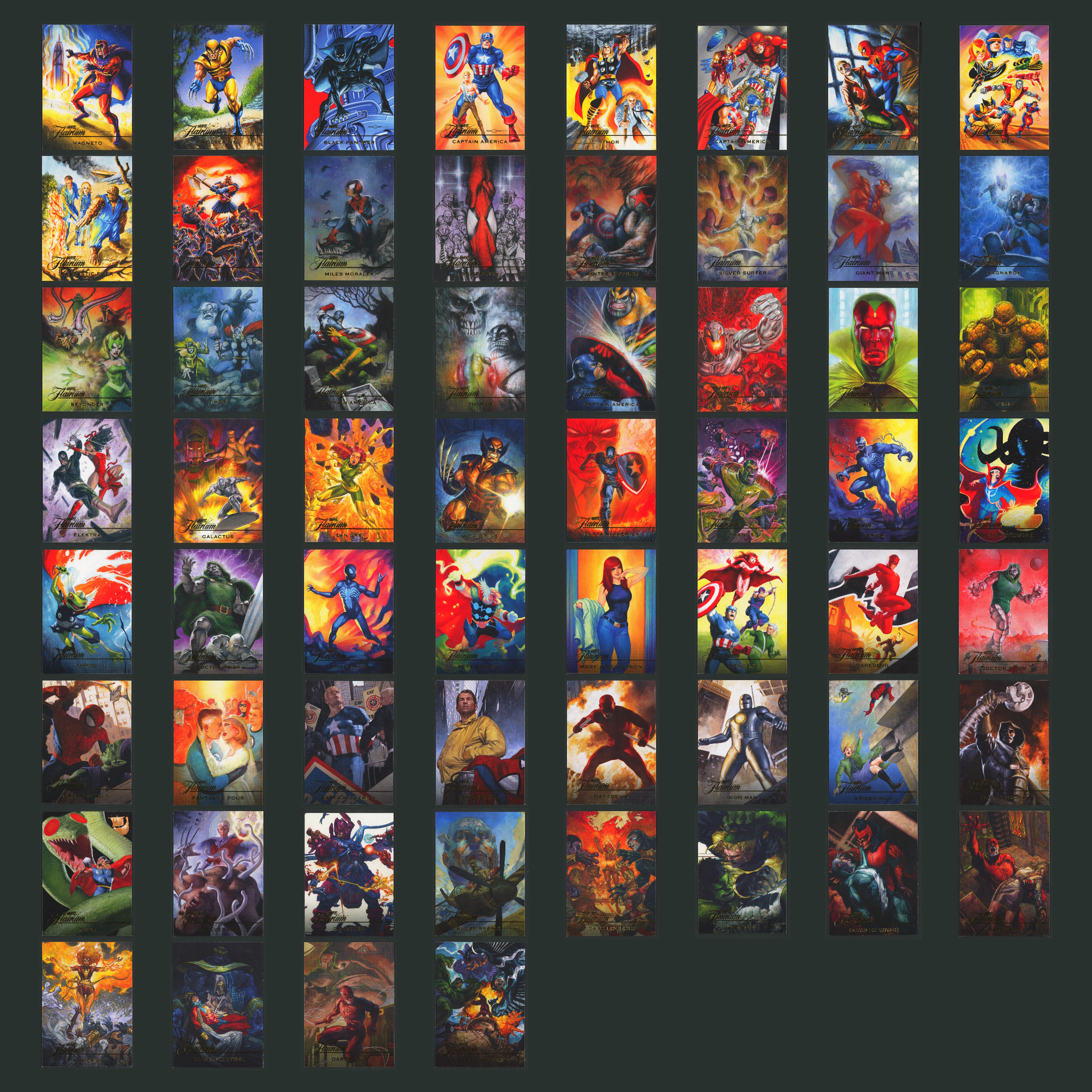 2023 Marvel Flair Flairium Complete Set 1-60 Tiers 1-6 60 Cards Spider-man Venom