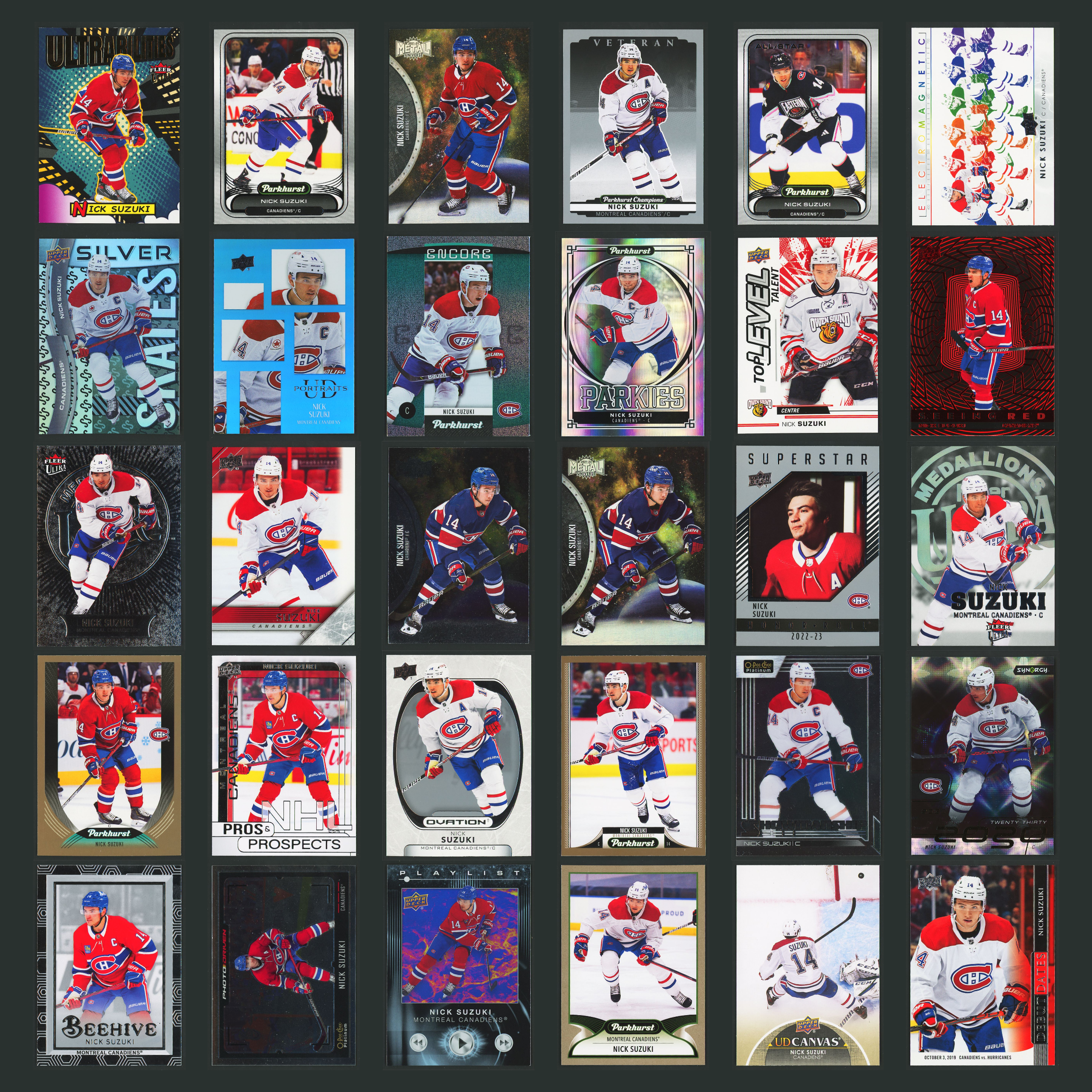 Nick Suzuki Lot 30 Hockey Cards No Dupes Parallels Inserts Montreal Canadiens