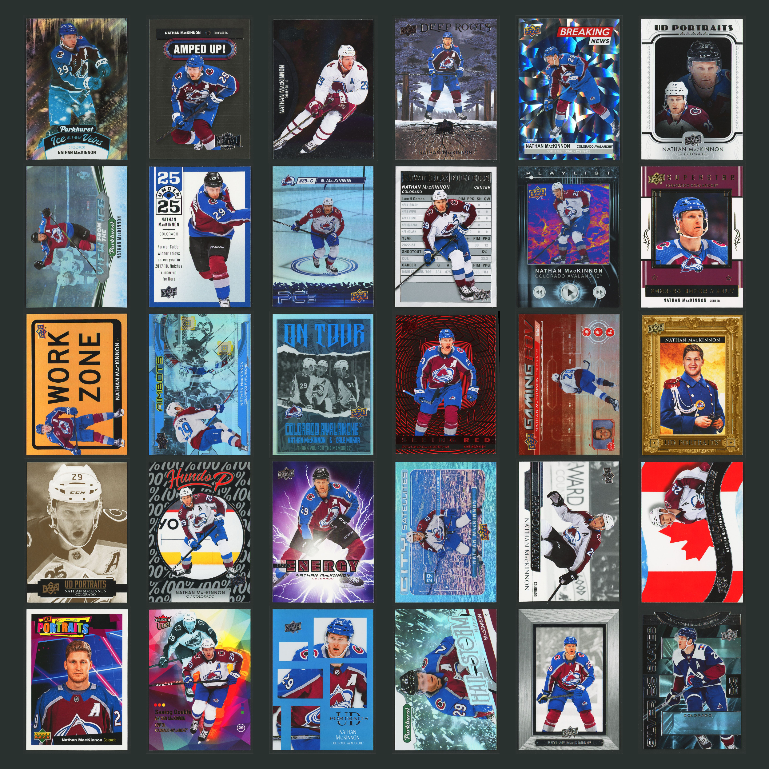 Nathan MacKinnon Lot 30 Hockey Cards No Dupes Inserts Parallels Rookies Colorado