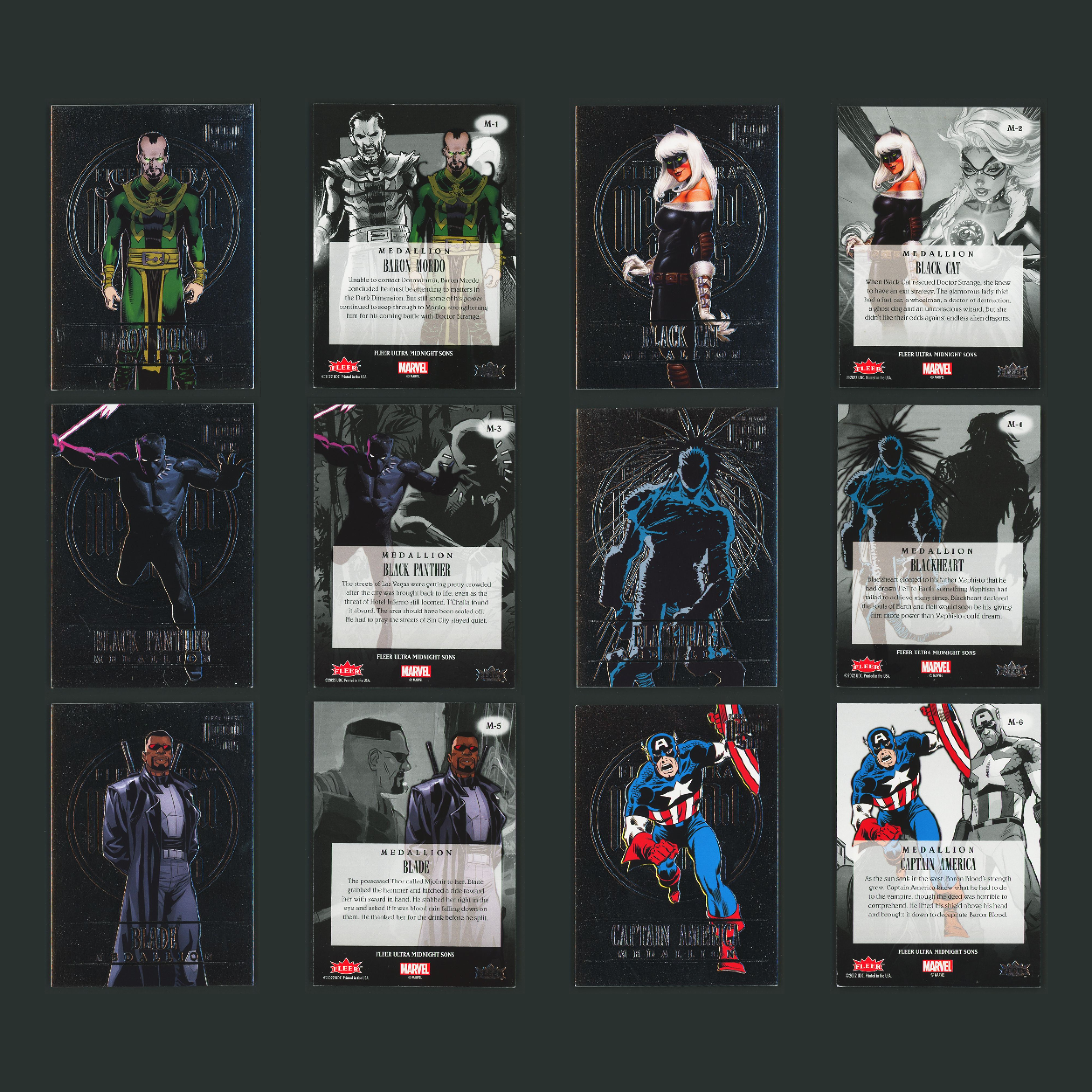 Midnight Sons Medallion Complete Set 50 Marvel Cards #1-50 NM 2023 Fleer Ultra
