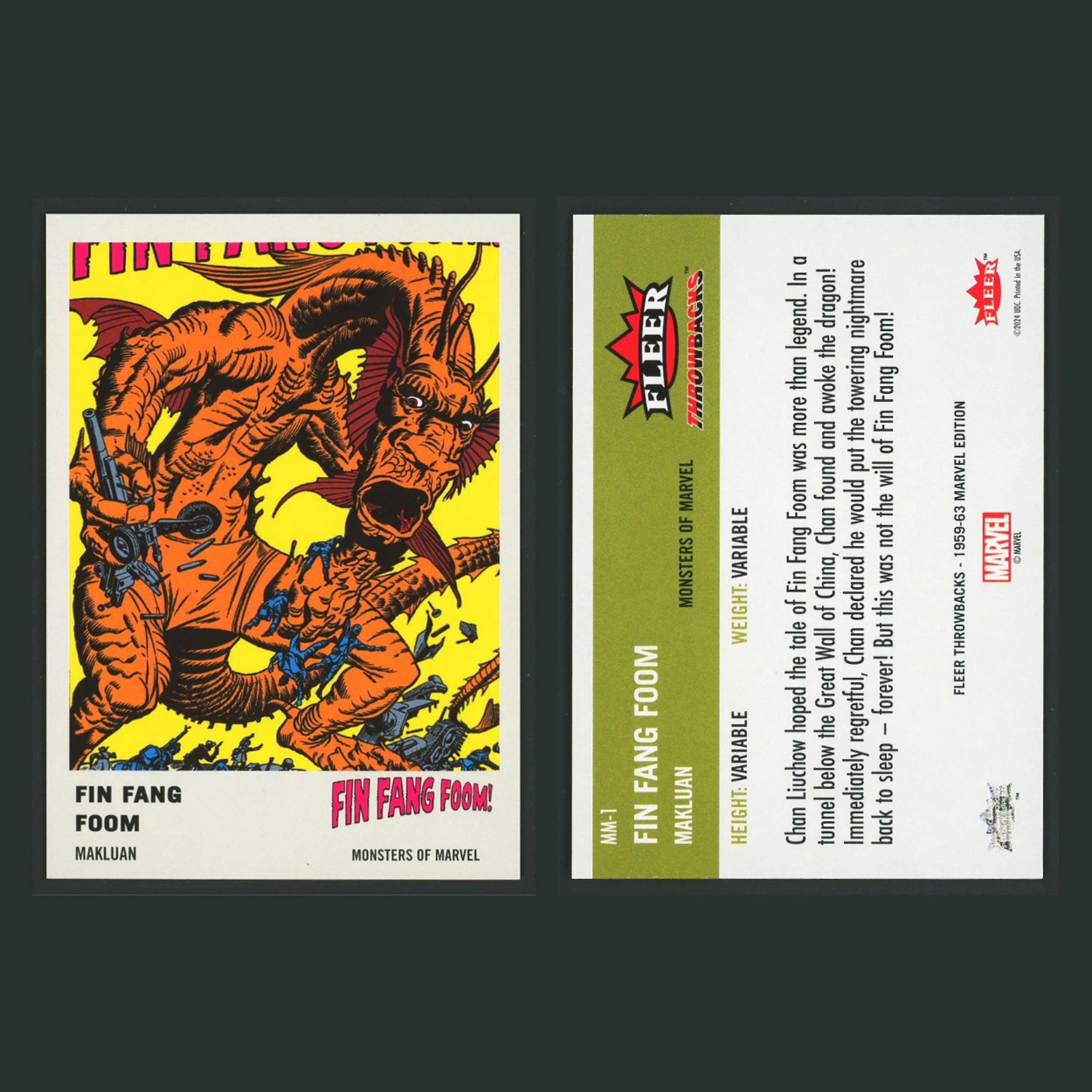 Monsters of Marvel Complete Set 2024 Fleer Throwbacks '59-'63 Marvel Edition