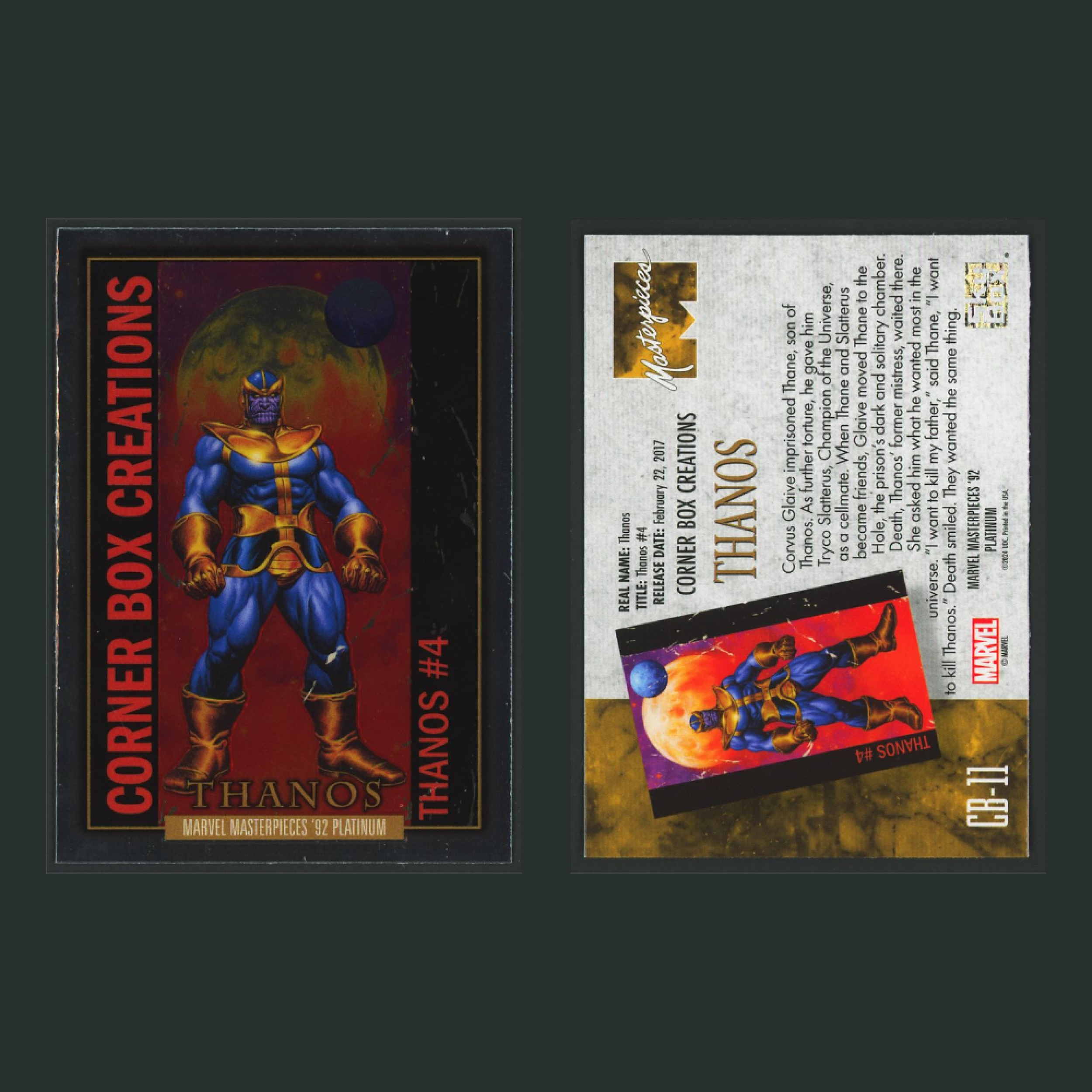 Corner Box Creations Complete Set #CB1-CB20 2024 Marvel Masterpieces 92 Platinum