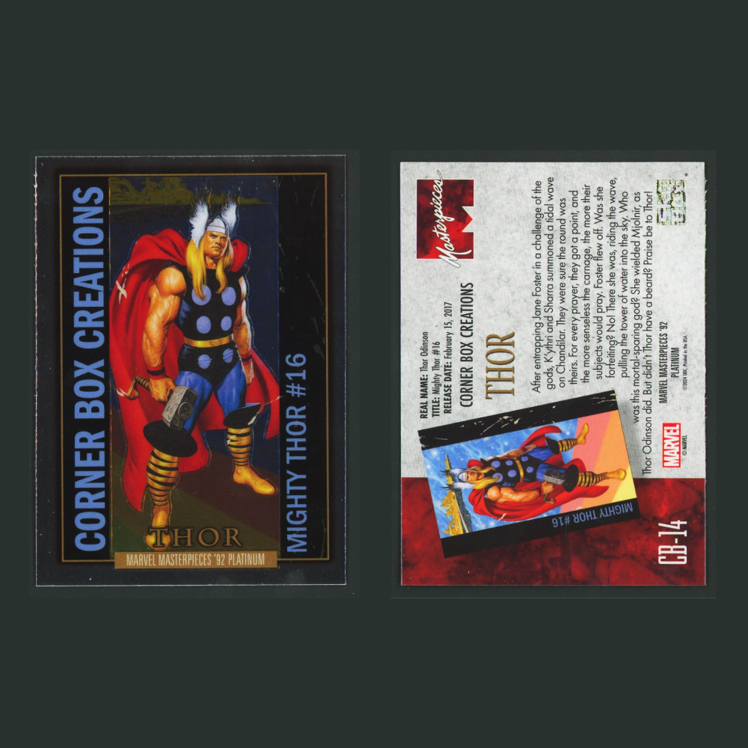 Corner Box Creations Complete Set #CB1-CB20 2024 Marvel Masterpieces 92 Platinum