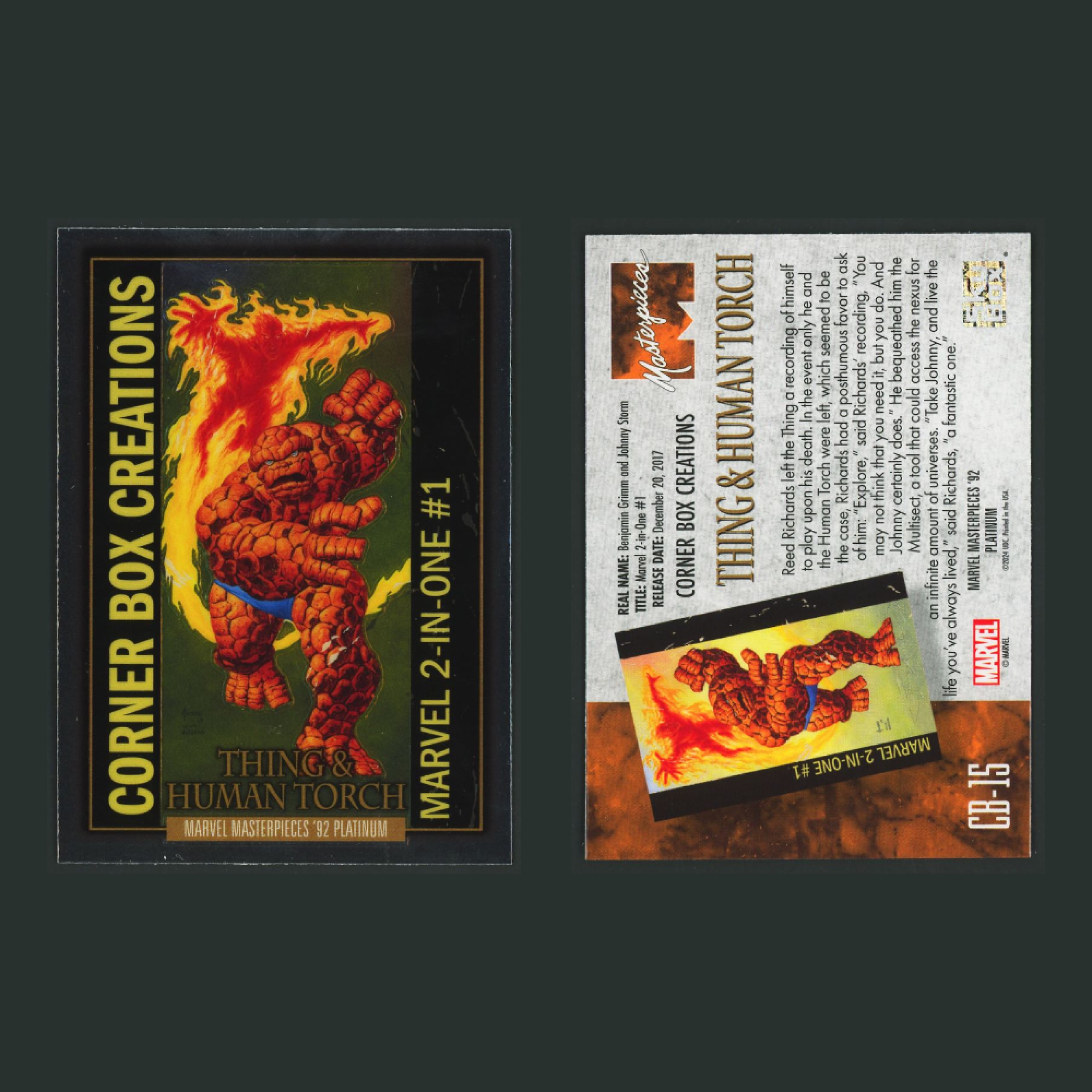 Corner Box Creations Complete Set #CB1-CB20 2024 Marvel Masterpieces 92 Platinum