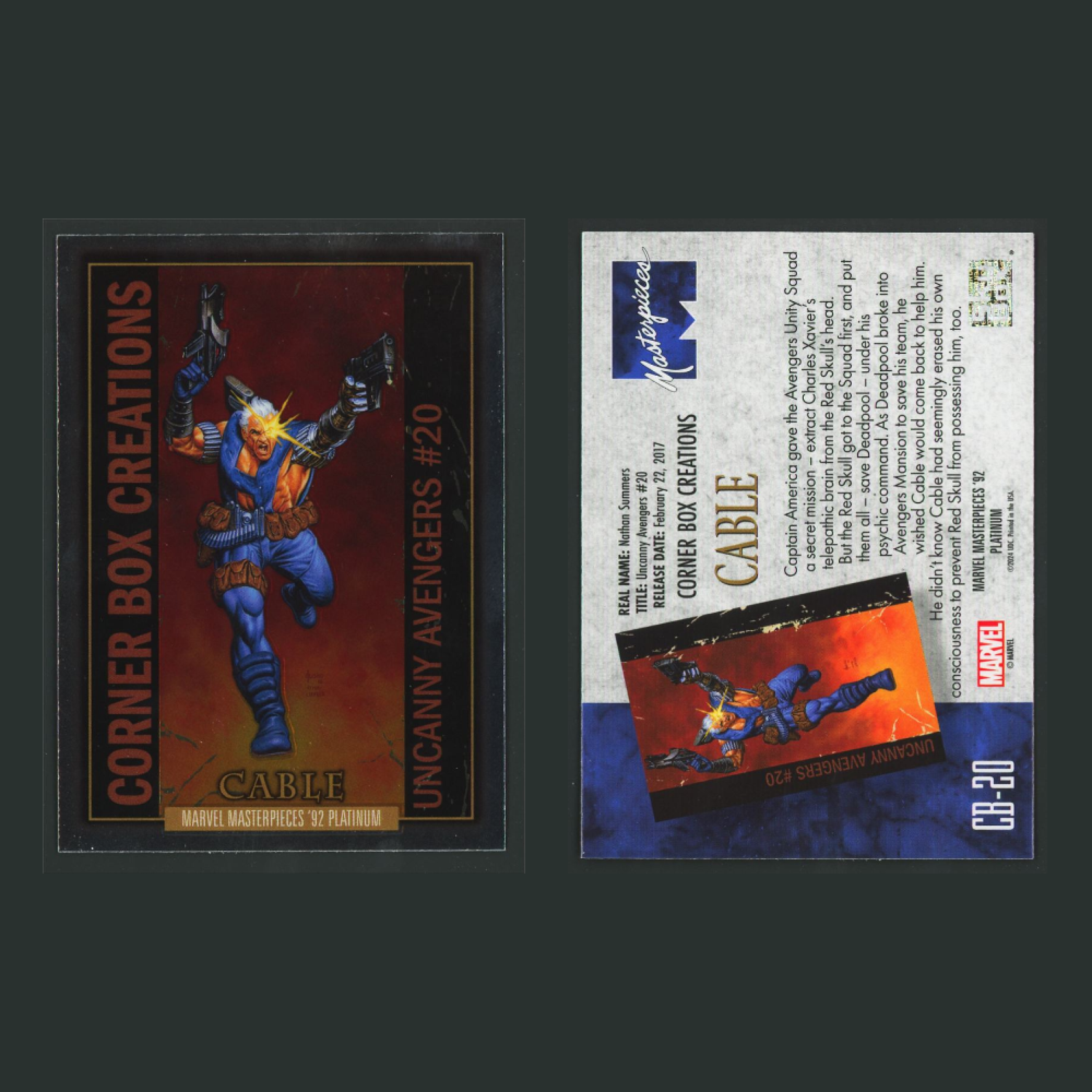 Corner Box Creations Complete Set #CB1-CB20 2024 Marvel Masterpieces 92 Platinum