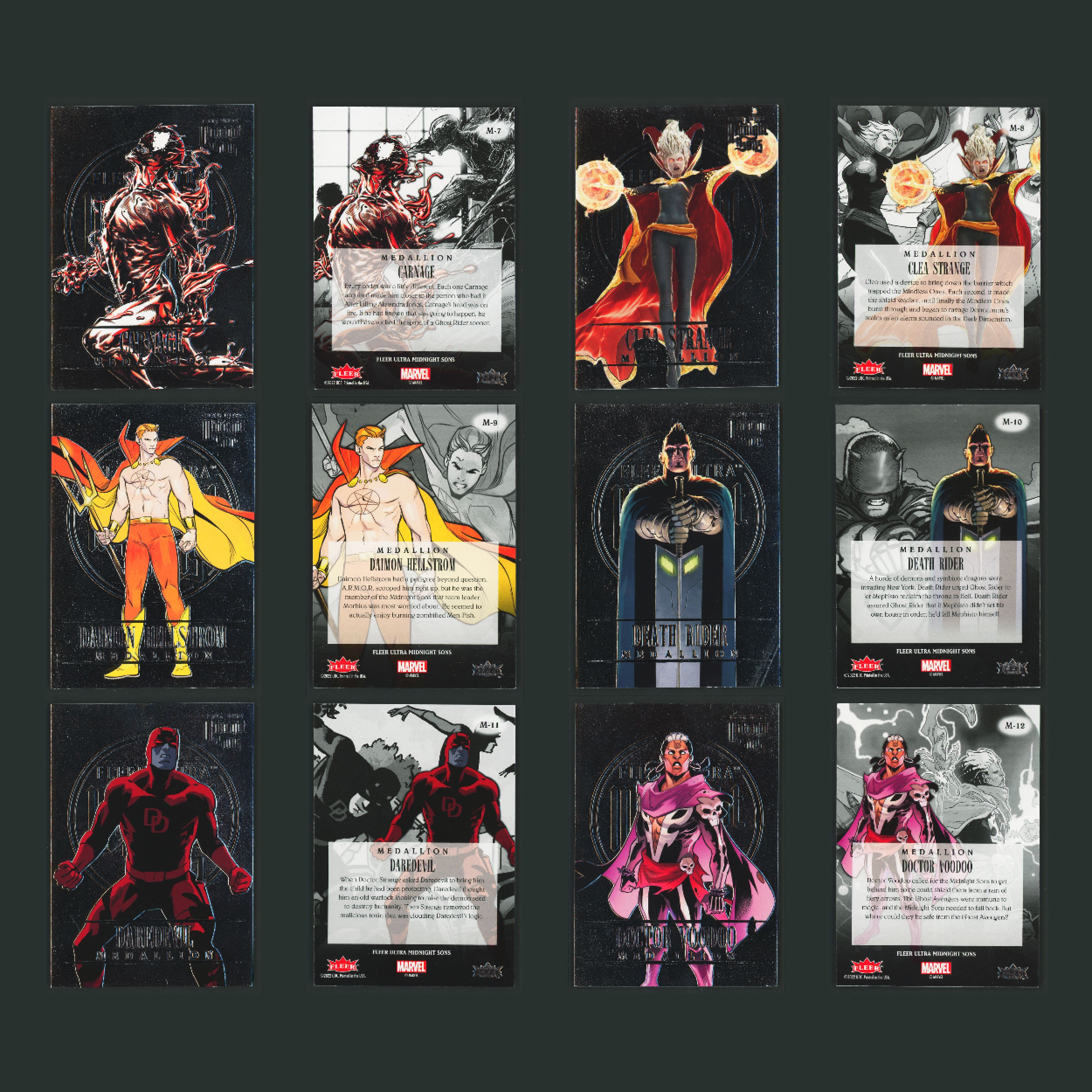 Midnight Sons Medallion Complete Set 50 Marvel Cards #1-50 NM 2023 Fleer Ultra