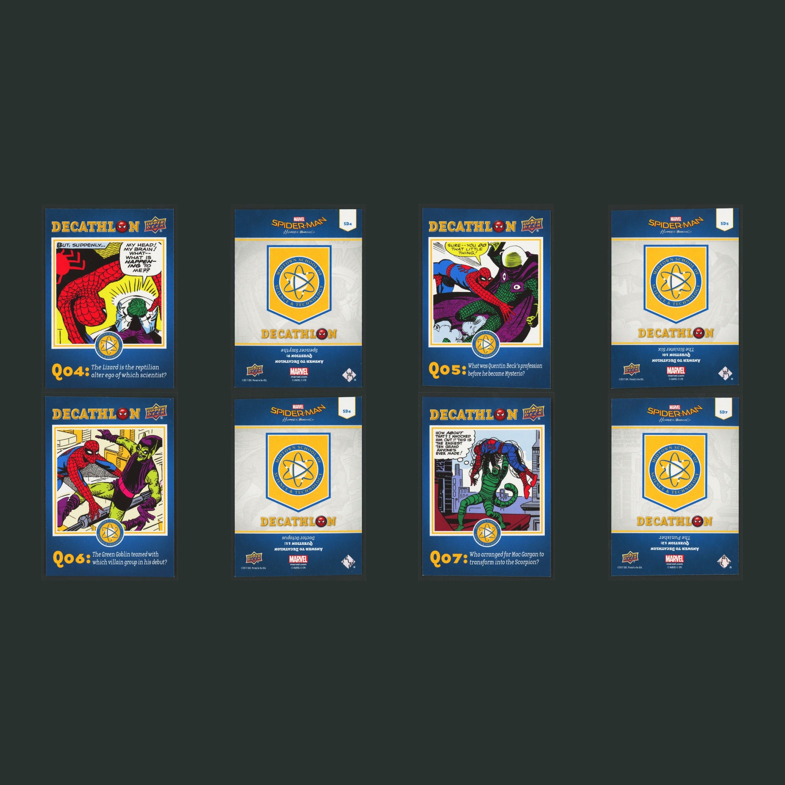 Spider-Man Homecoming Decathlon Complete Set 25 Cards #0-24 NM 2017 Upper Deck