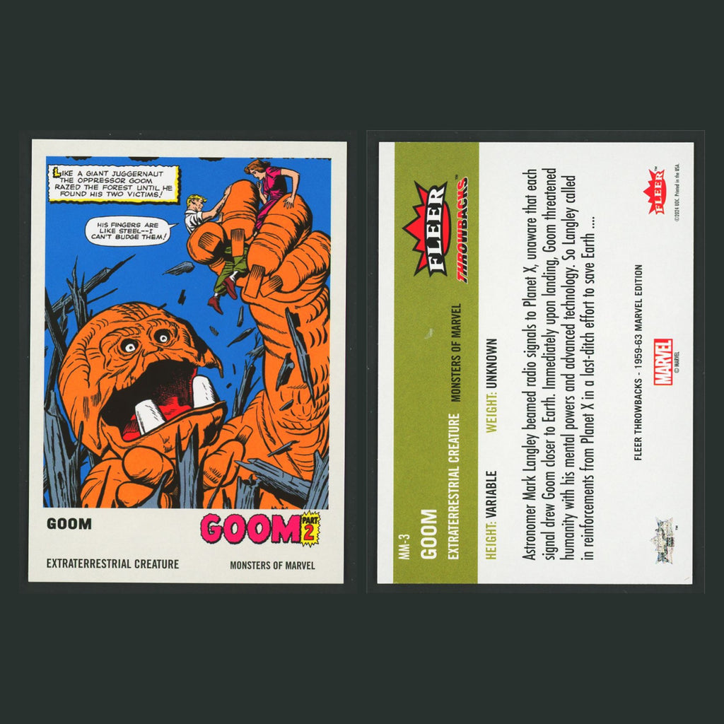 Monsters of Marvel Complete Set 2024 Fleer Throwbacks '59-'63 Marvel Edition