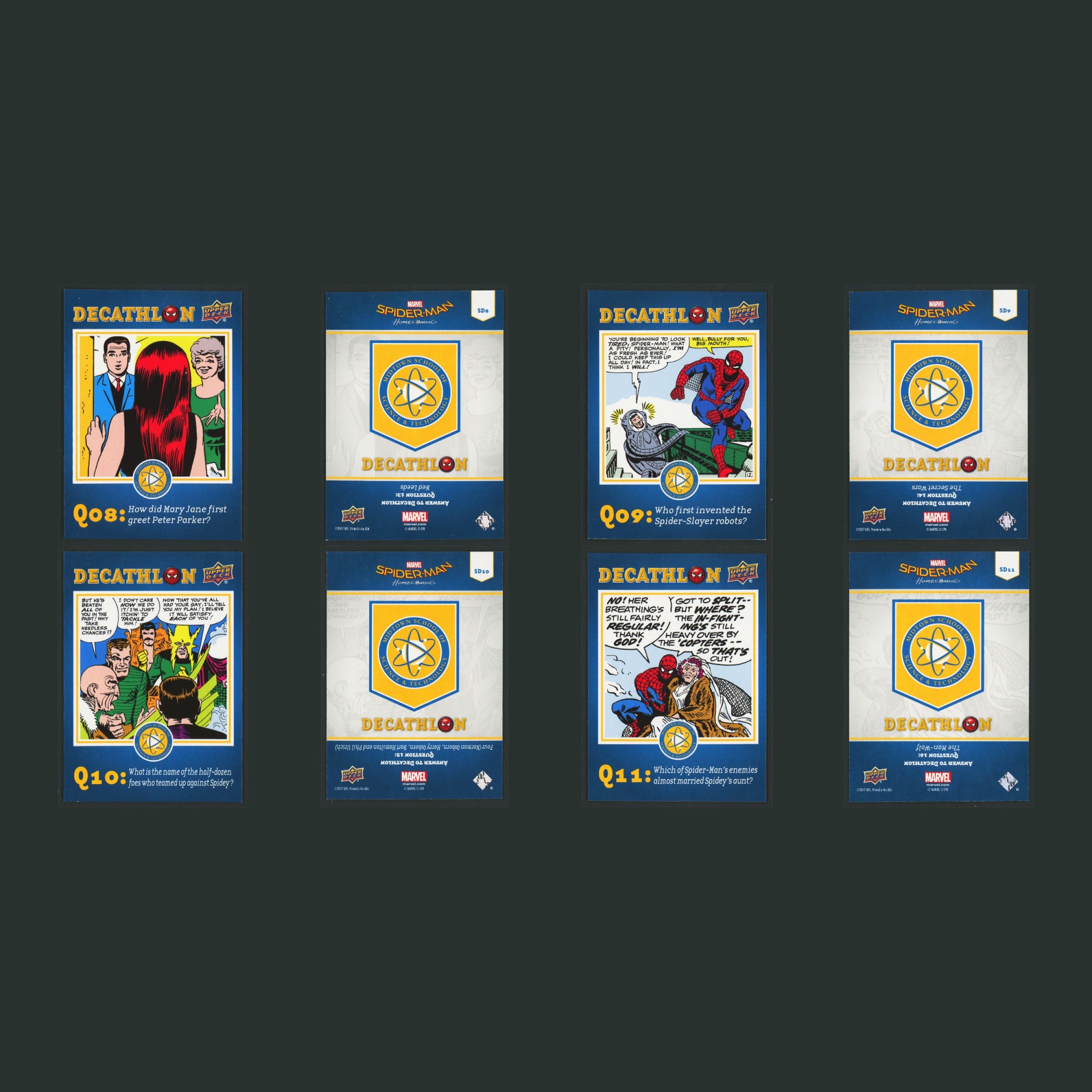 Spider-Man Homecoming Decathlon Complete Set 25 Cards #0-24 NM 2017 Upper Deck