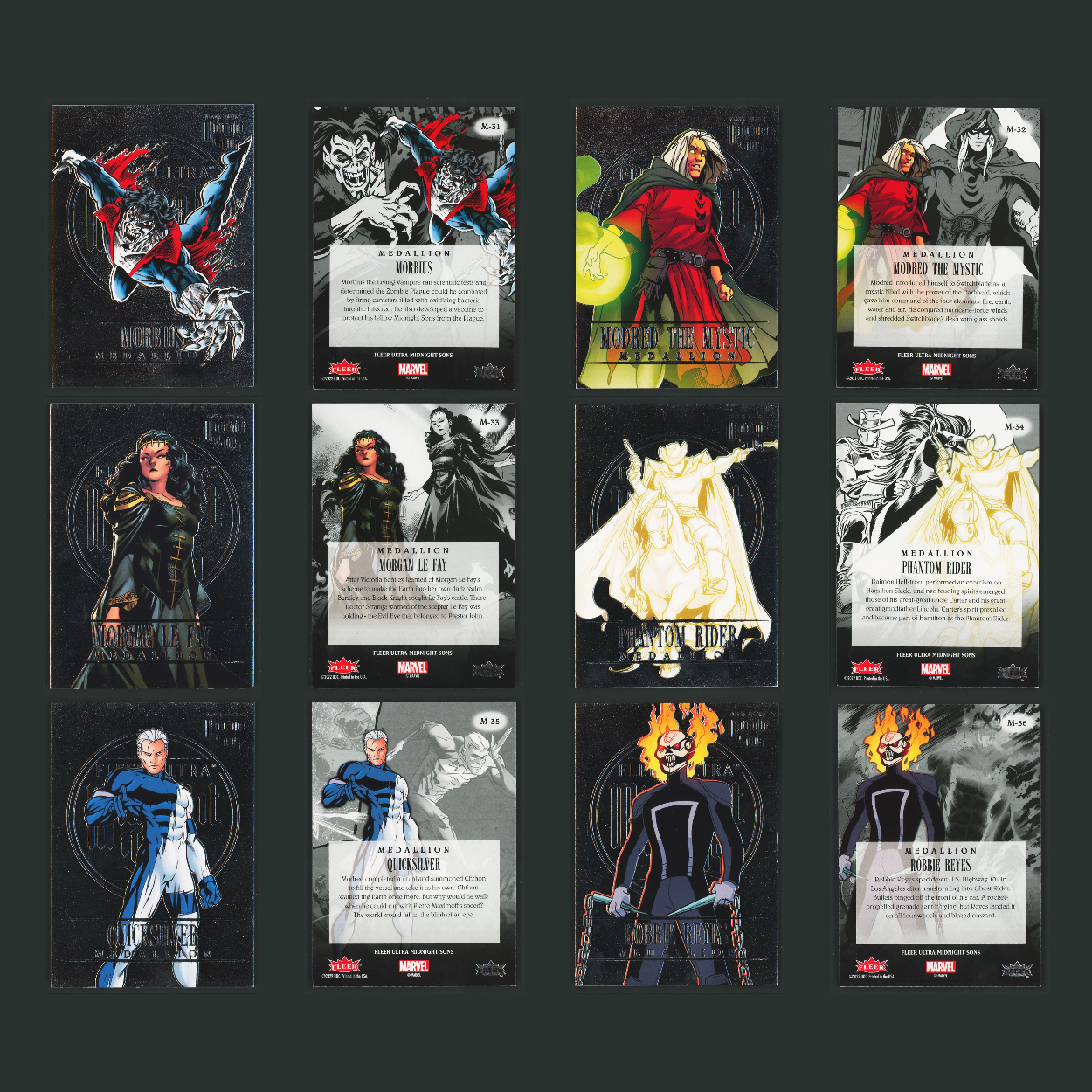 Midnight Sons Medallion Complete Set 50 Marvel Cards #1-50 NM 2023 Fleer Ultra