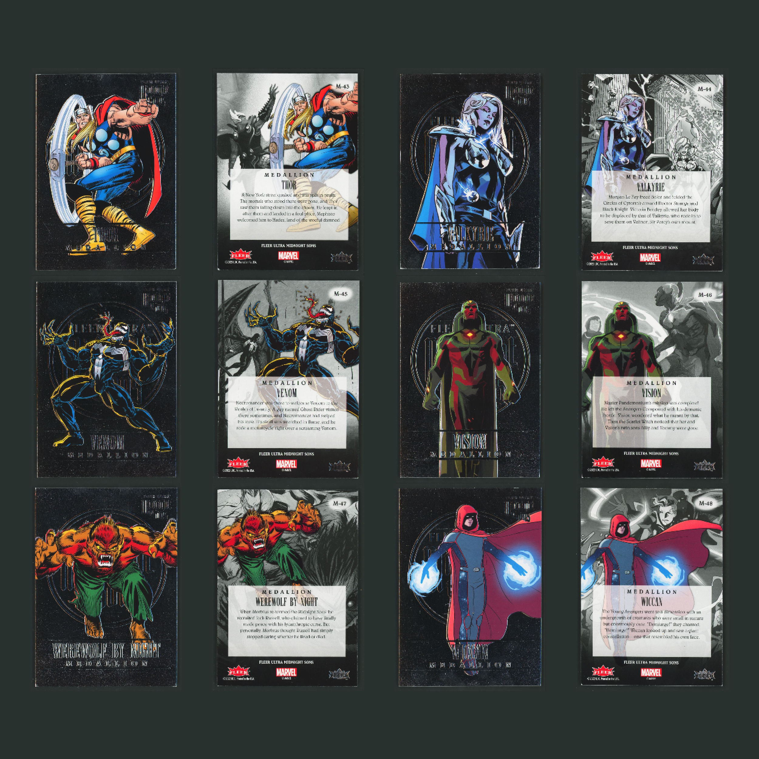 Midnight Sons Medallion Complete Set 50 Marvel Cards #1-50 NM 2023 Fleer Ultra