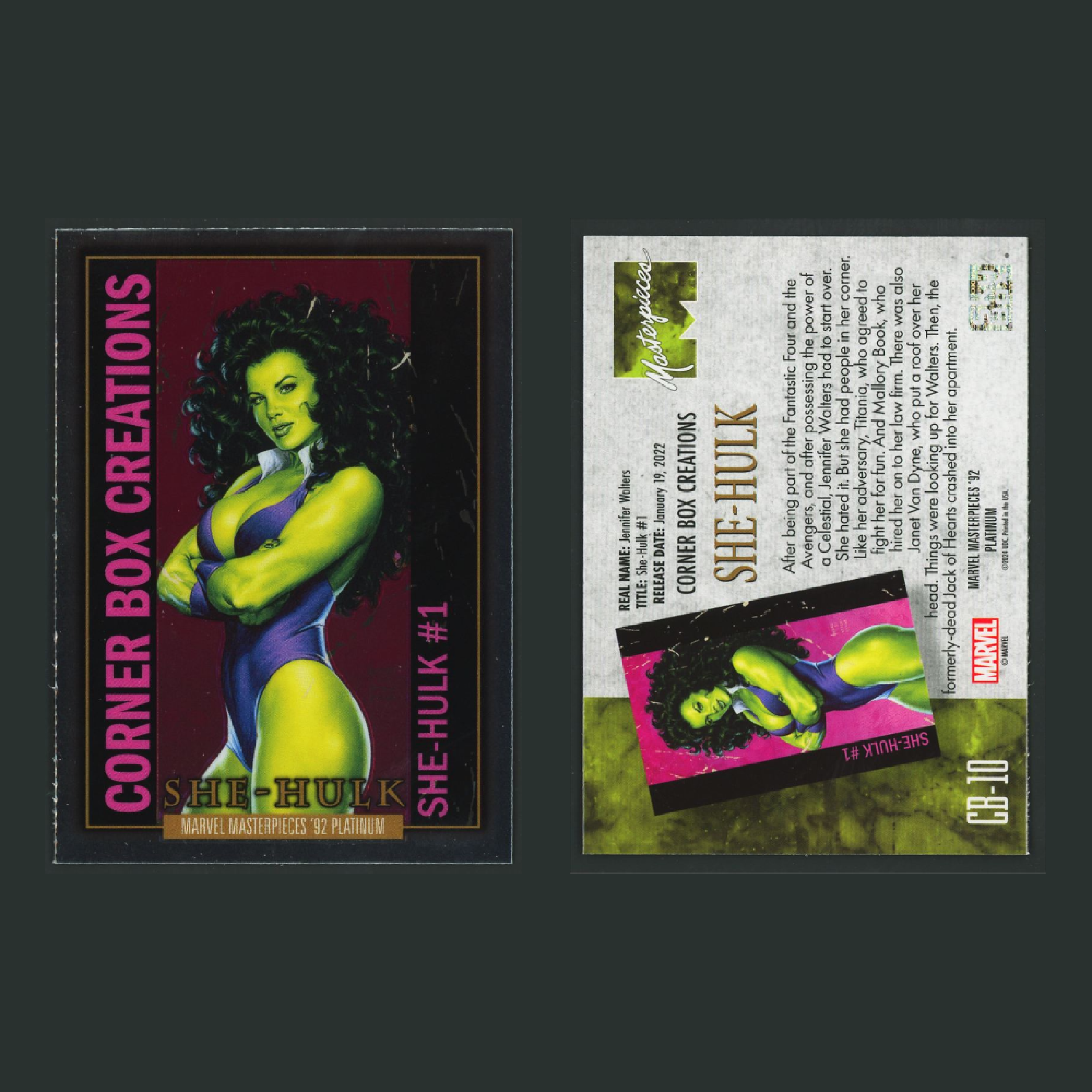 Corner Box Creations Complete Set #CB1-CB20 2024 Marvel Masterpieces 92 Platinum