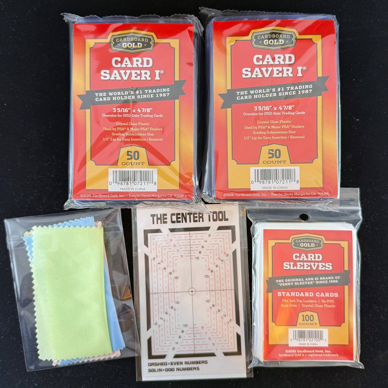 Card Centering Tool Grading Supplies Kit with Holders Sleeves Cloths Card Savers