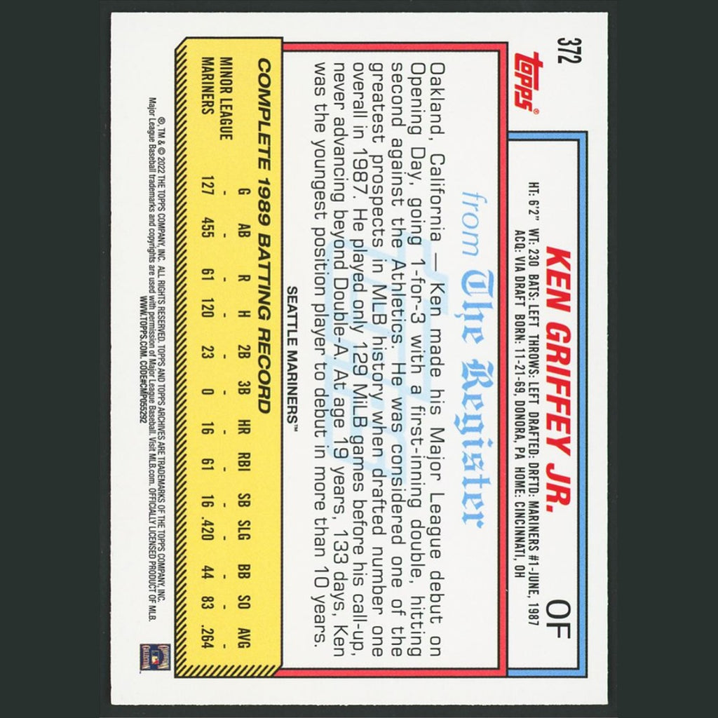 Ken Griffey Jr. #372 2022 Topps Archives Seattle Mariners Baseball Card MLB