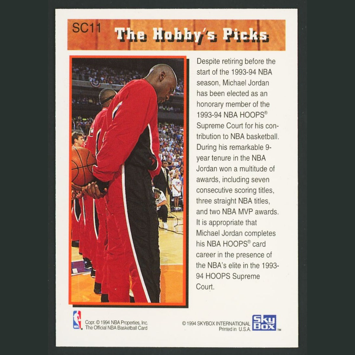 Michael Jordan #SC11 1994-95 NBA Hoops Supreme Court Chicago Bulls Basketball