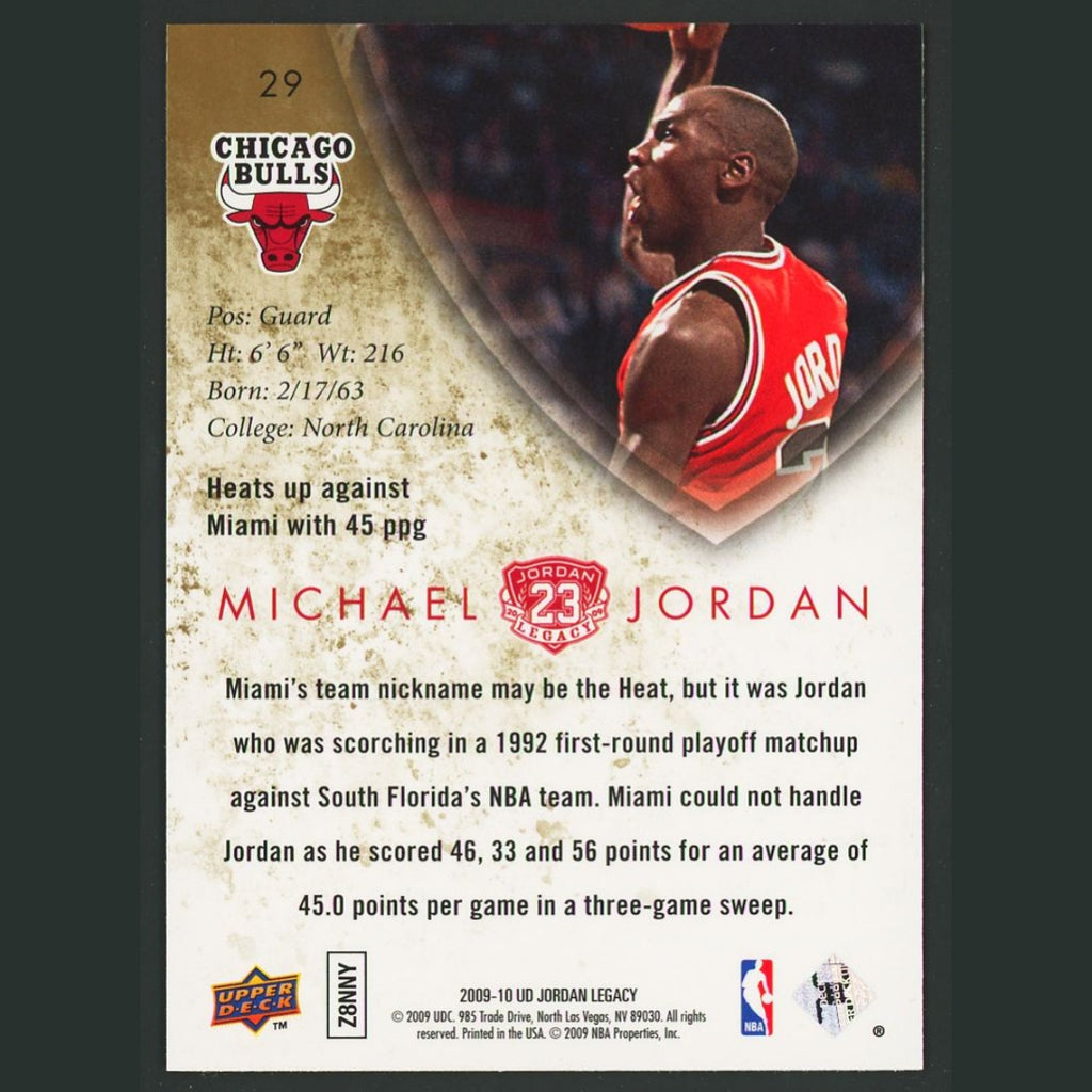 Michael Jordan #29 2009-10 Upper Deck Michael Jordan Legacy Collection Bulls NBA