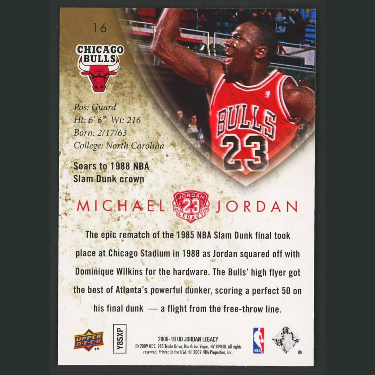 Michael Jordan #16 2009-10 Upper Deck Michael Jordan Legacy Collection Bulls NBA