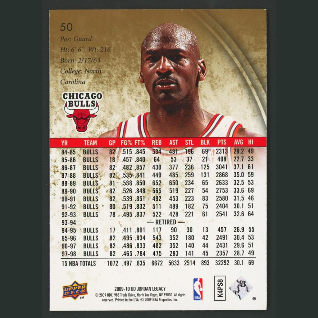 Michael Jordan #50 2009-10 Upper Deck Michael Jordan Legacy Collection Bulls NBA