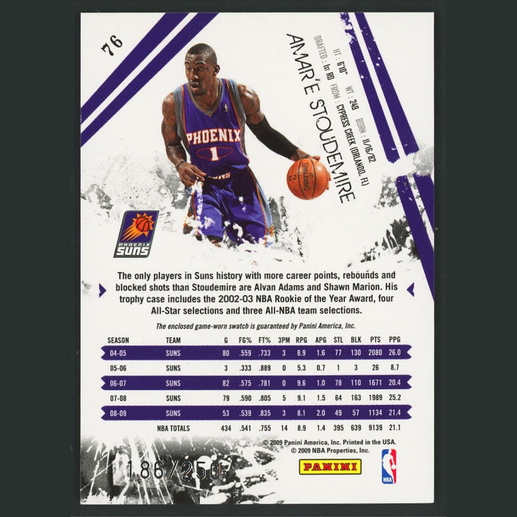 Amare Stoudemire Patch /250 #76 2009-10 Panini Rookies - Stars Materials Suns
