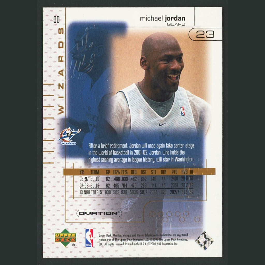Michael Jordan #90 2001-02 Upper Deck Ovation Washington Wizards Basketball Card