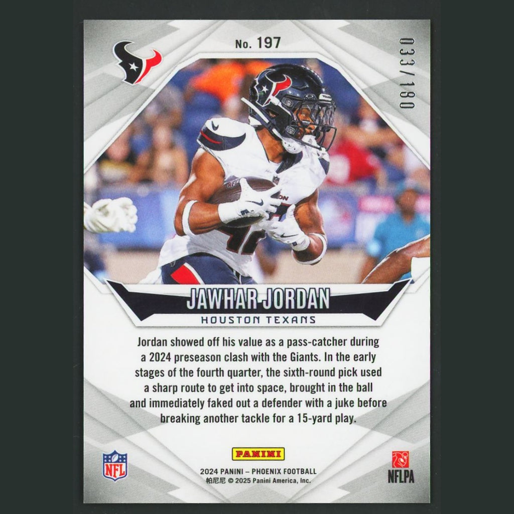 Jawhar Jordan /180 #197 2024 Panini Phoenix Stars Houston Texans Football Card