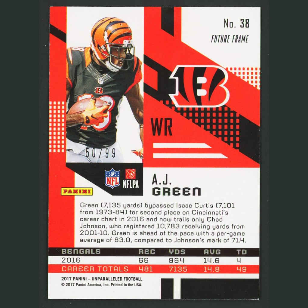 A.J. Green /99 #38 2017 Panini Unparalleled Purple Cincinnati Bengals Football