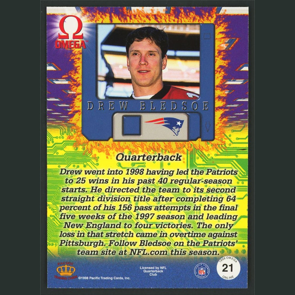 Drew Bledsoe #21 1998 Pacific Omega Online New England Patriots Football Card
