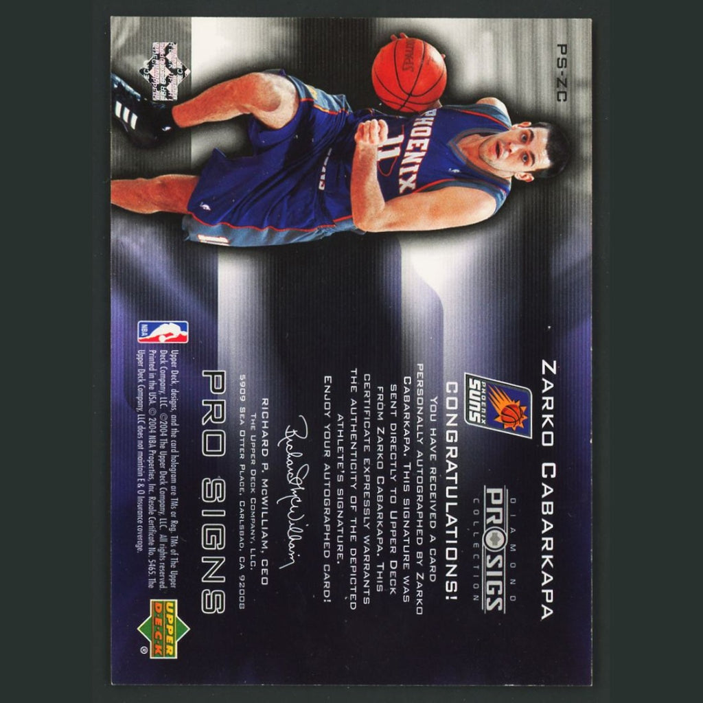 Zarko Cabarkapa Auto #PS-ZC Autograph 2004-05 Upper Deck Pro Sigs Signs Suns NBA