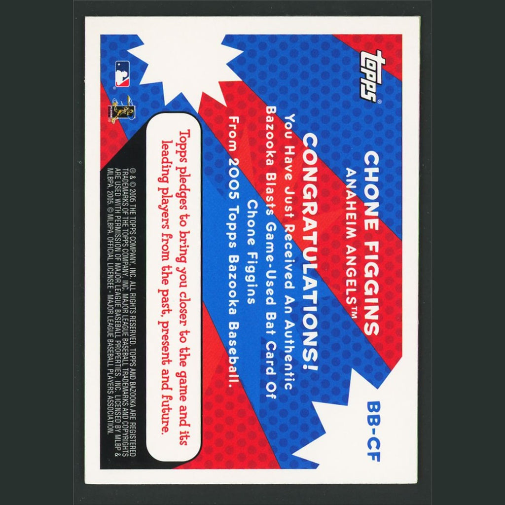 Chone Figgins #BB-CF 2005 Bazooka Blasts Bat Relics Anaheim Angels Baseball Card