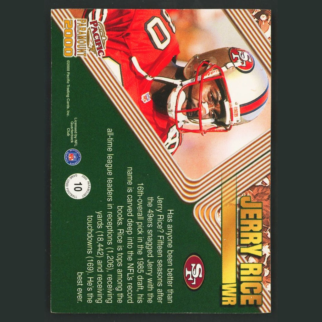 Jerry Rice #10 2000 Pacific Paramount Game Used Football San Francisco 49ers NFL