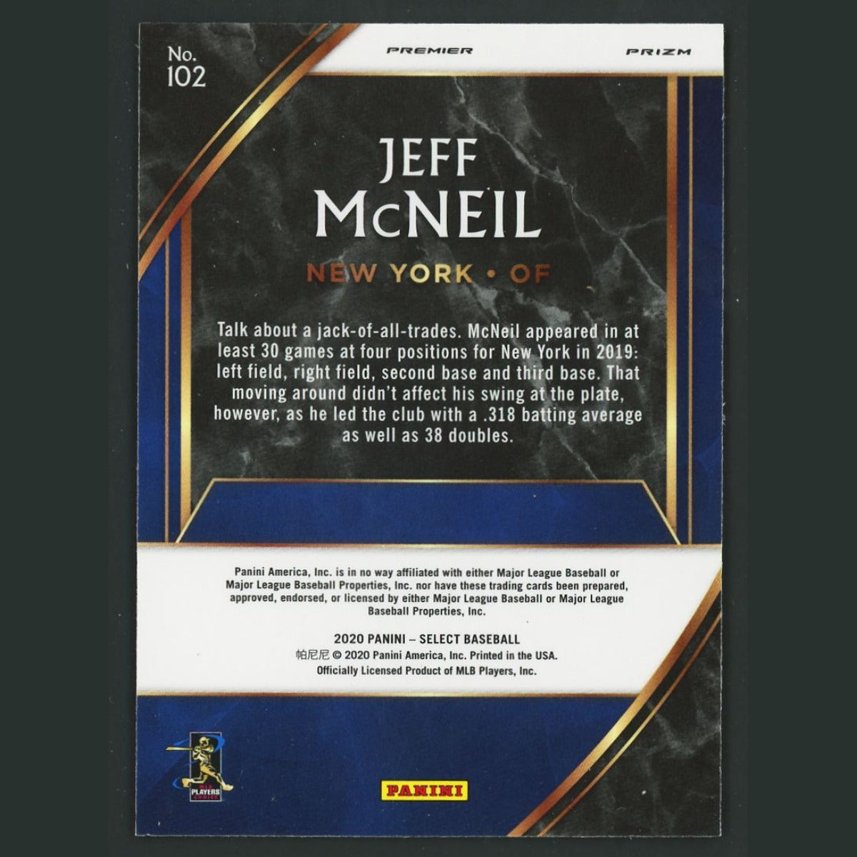 Jeff McNeil #102 2020 Panini Select Scope Prizm New York Mets Baseball Card MLB