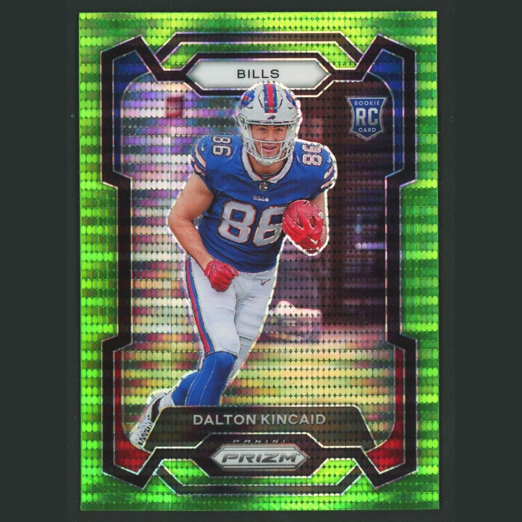 Dalton Kincaid Rookie #308 2023 Panini Prizm Rookies Neon Green Pulsar Bills NFL