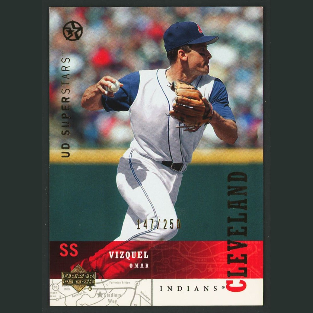 Omar Vizquel /250 #62 2003 Upper Deck UD Superstars Gold Cleveland Indians Card